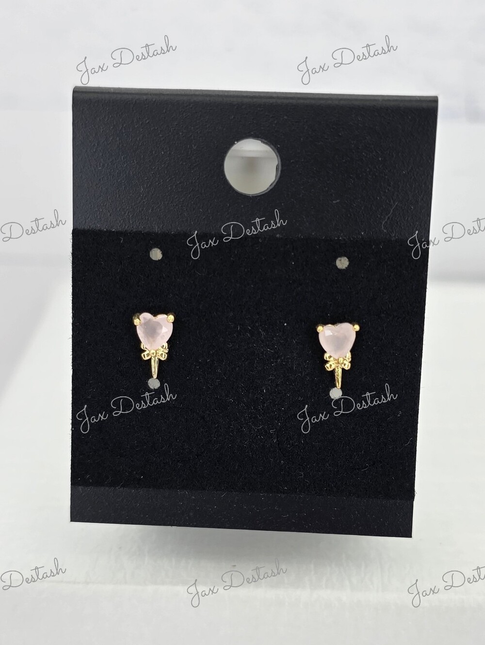 Stainless Steel Gold Tone Pink Heart Stud Earrings ER3864
